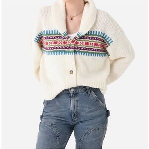 XiRENA Cream Cardigan with Blue and Pink Accents
